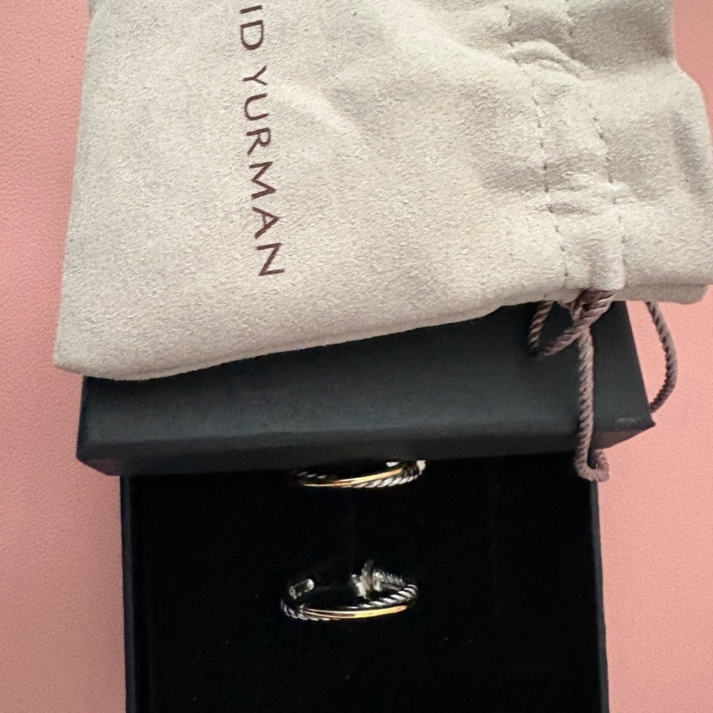 David Yurman Silver and Gold Twisted Earrings - Picture 3 of 4